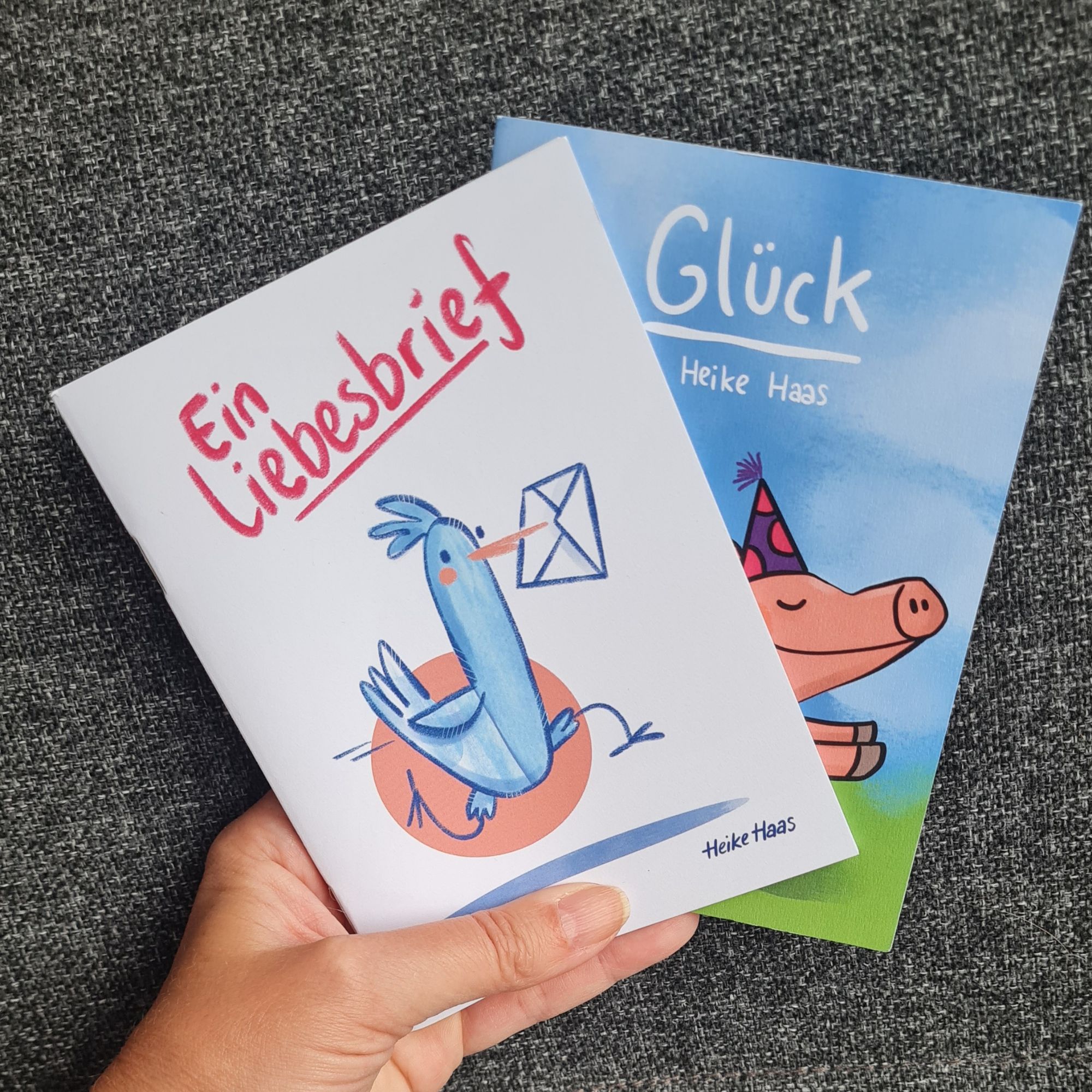 Zwei Heftchen in A6 - ein Liebesbrief-Gedicht und ein Gedicht zum Thema Glück